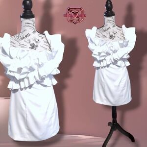 Do+be Boutique Micro Mini Ruffled Party Vegas Wedding Dress Medium